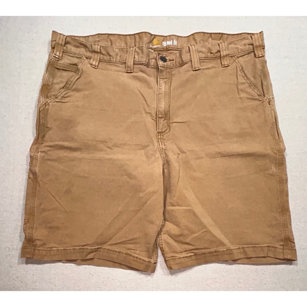Carhartt Mens 44 Relaxed Fit Canvas Work Shorts Tan‎ Brown